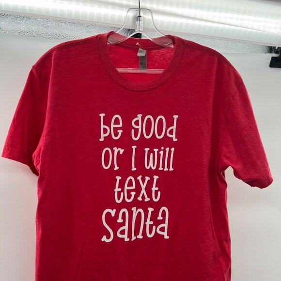 Next Level Apparel Women's Santa T-Shirt Red/White Size Medium - Picture 4 of 9